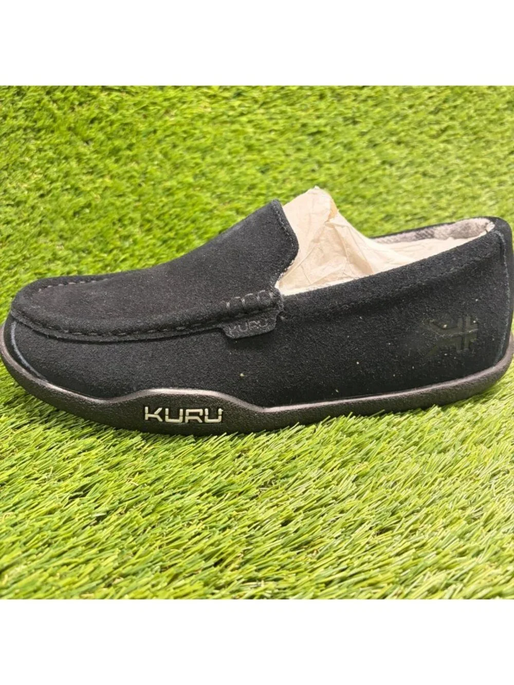 Kuru Loft Mens Size 9 Triple Black Casual Walking Suede Moccasin Slippers Shoes